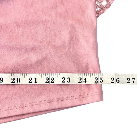 Pretty Pink Top Tank w/ Attached Lace Overlay Size 2X Pearl Feature by Jade Moon - Picture 11 of 12